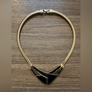 Vintage Trifari Black Enamel Collar